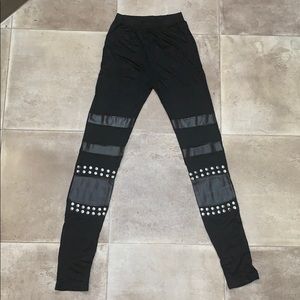 Studded biker leggings